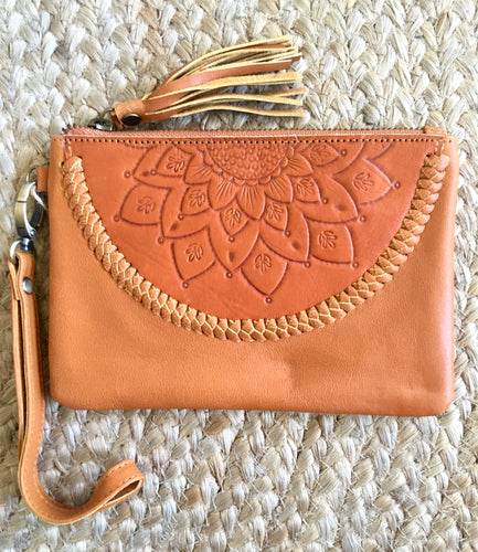 Embossed Mini Clutch - Tan