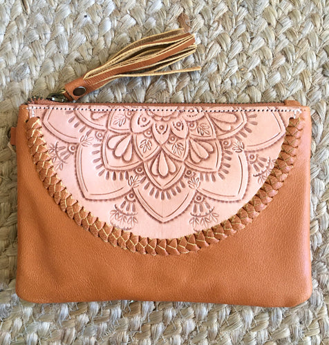 Embossed Mini Clutch - Nude