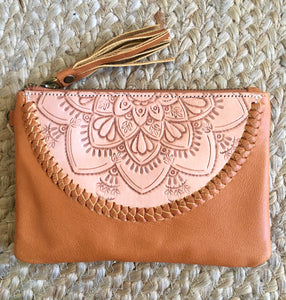 Embossed Mini Clutch - Nude