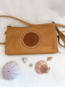Cleo Clutch/Bag - Camel and Tan